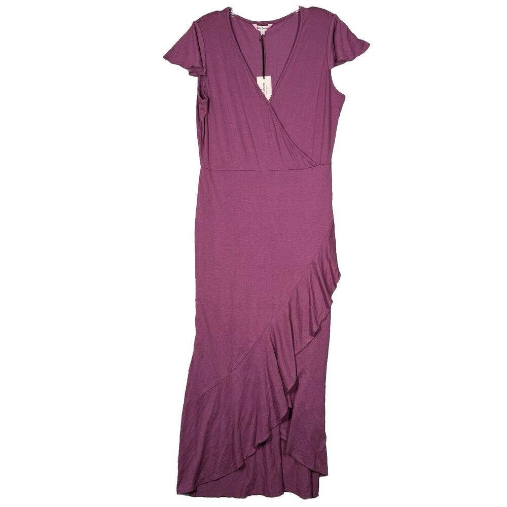 Juicy Coture Dress Womens Medium Purple Midi Ruffles‎ Feminine Romantic Preppy